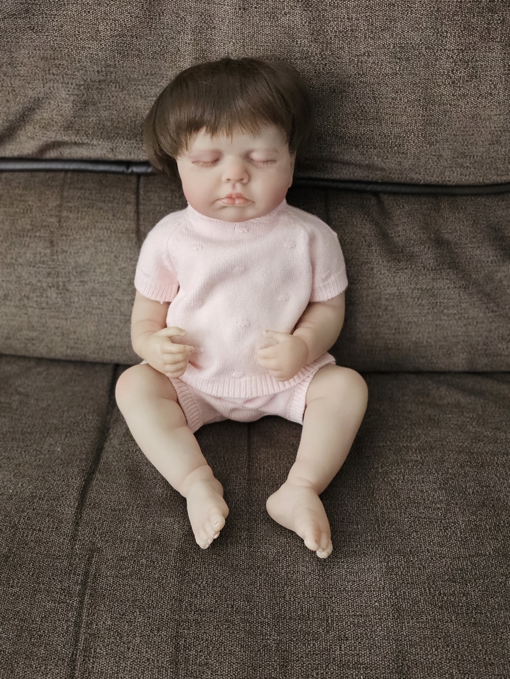 REBORN Realistic Baby Doll in Soft Pink Knit Set